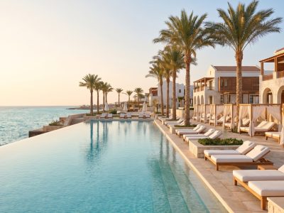 Luxury Rixos beach resort and infinity pool on Egypt’s Red Sea coast