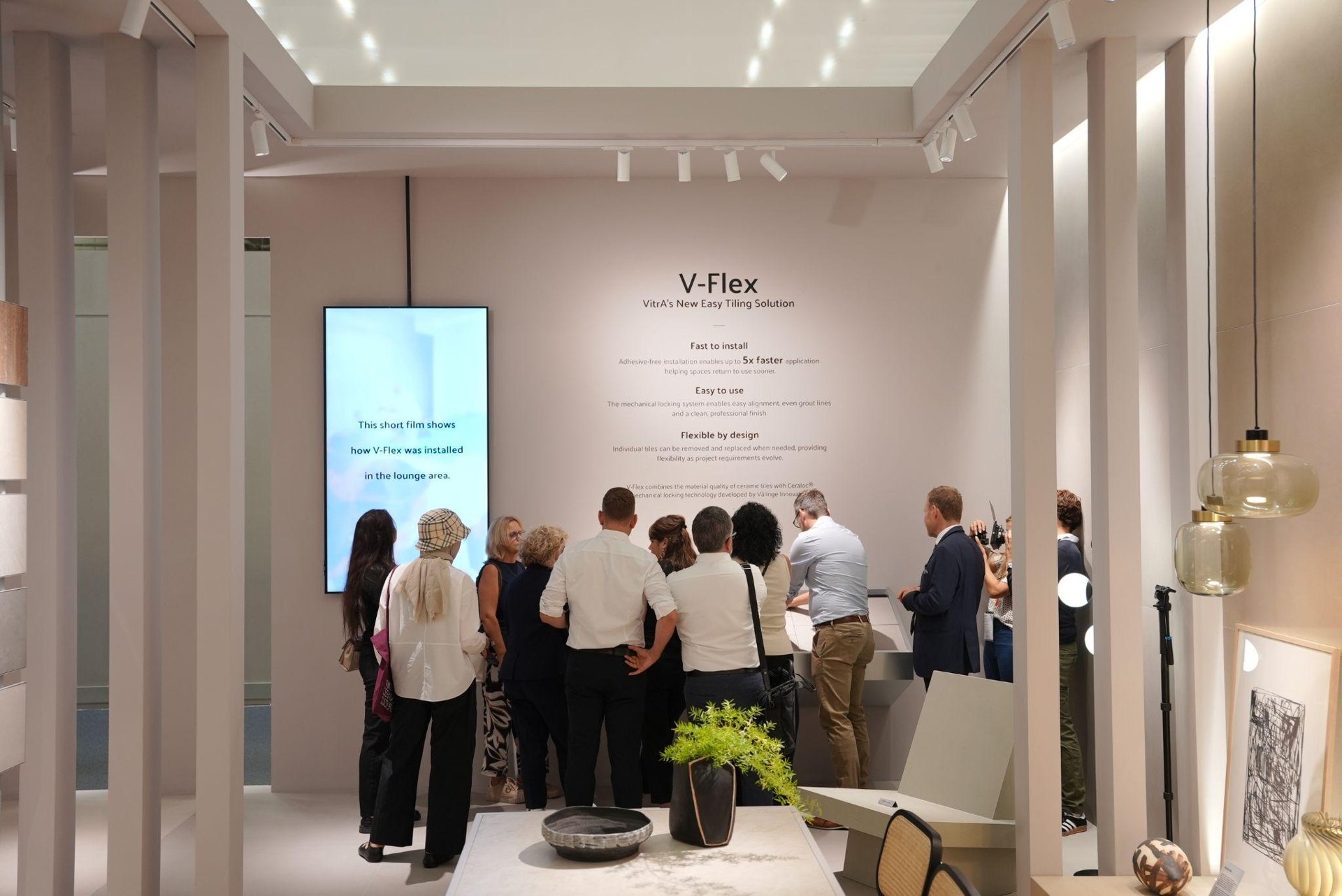 Visitors at the V-Flex installation display: VitrA Tiles Presents "The Code" Concept and Rewrites the Codes of Design at Cersaie Fair