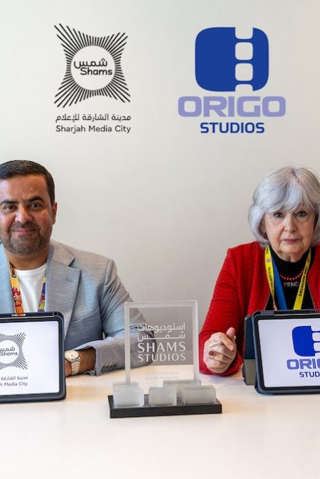 Five sound stages planned as Shams partners with Origo Studios: representatives of Sharjah Media City (Shams) and Origo Studios at the partnership signing